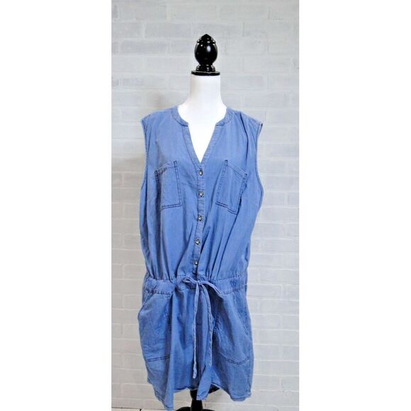 torrid Pants - TORRID Size 3‎ Denim Shorts Romper Sleeveless Drawstring Elastic Waist Pockets